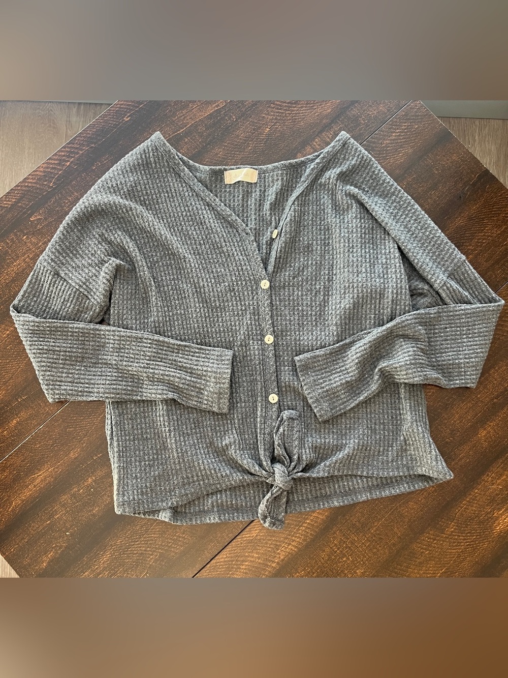 Cozy Altar’d State Gray Waffle Knit Sweater